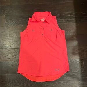 LIKE NEW Under Armour Orange and Pink Sleeveless Polo Top Size Small